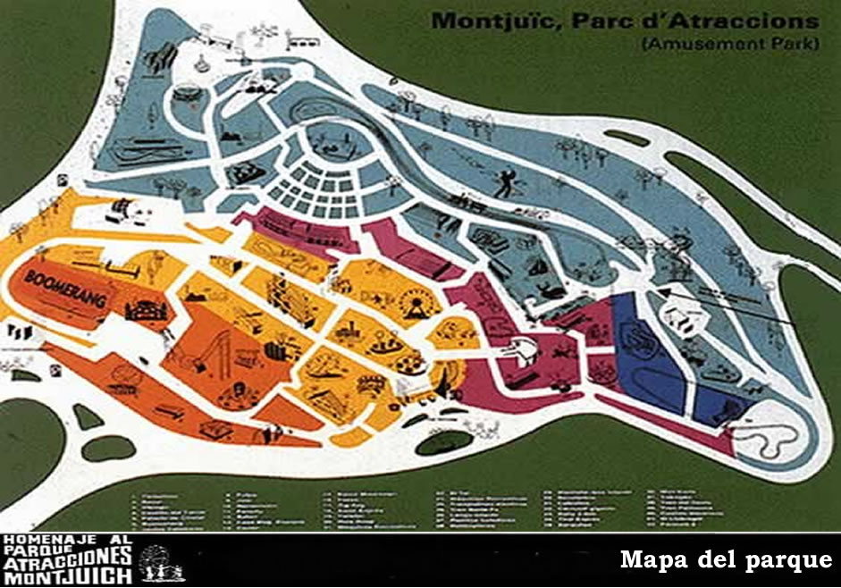 Mapa del Parque de Atracciones de Montjuic