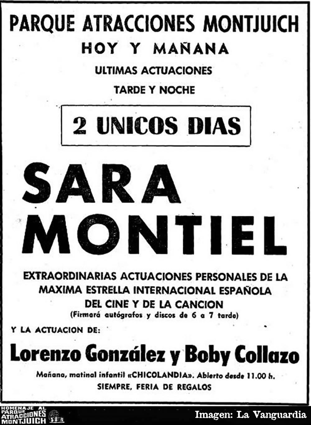 Sara Montiel en el teatro del Parque de Atracciones de Montjuich