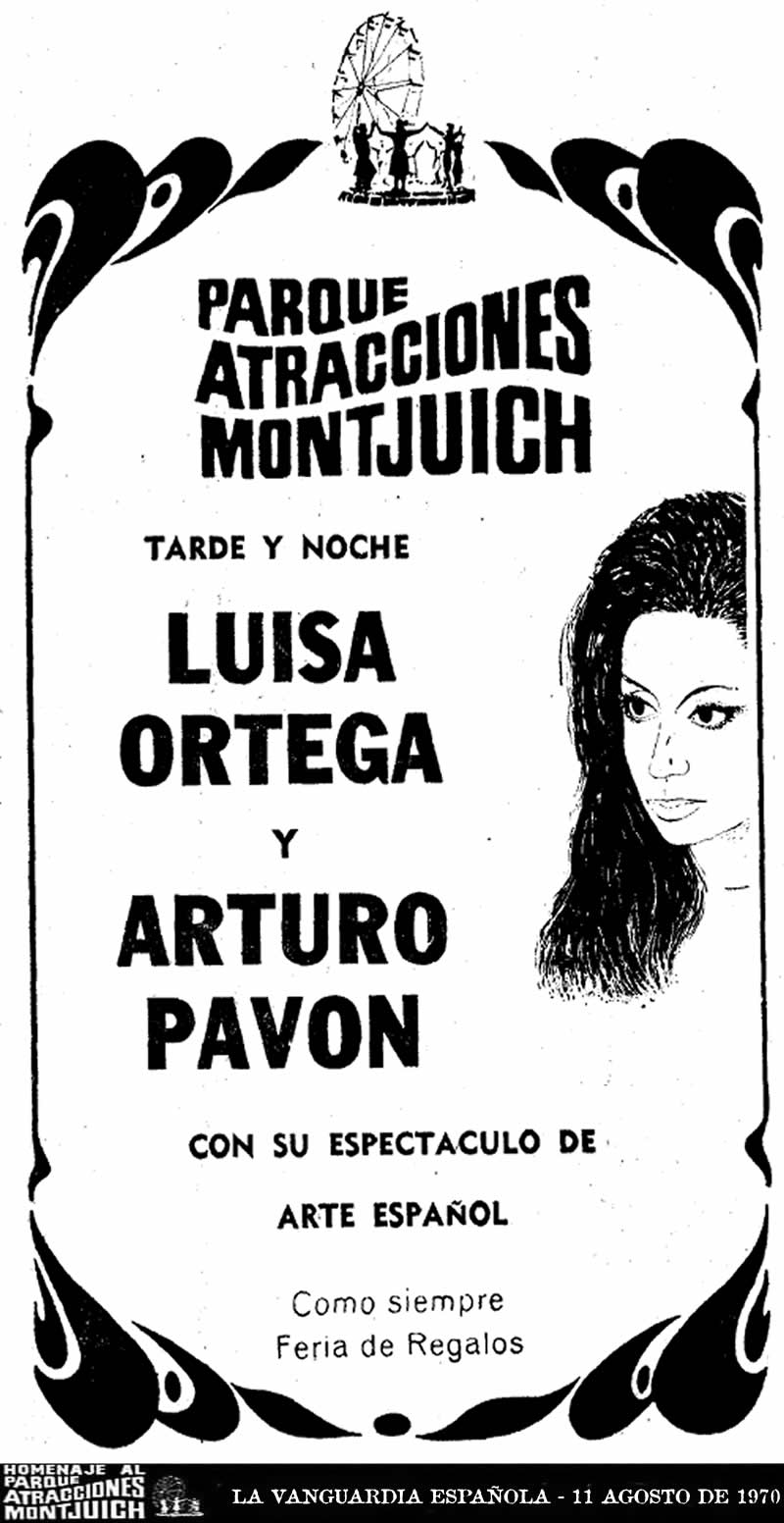 Cartel anunciando a Luisa Ortega y Arturo Pavon - 11-08-1970