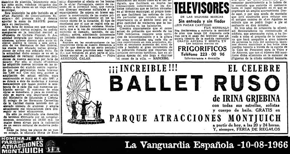 Cartel anunciando el Ballet Ruso de Irina Grjebina – 10-08-1966