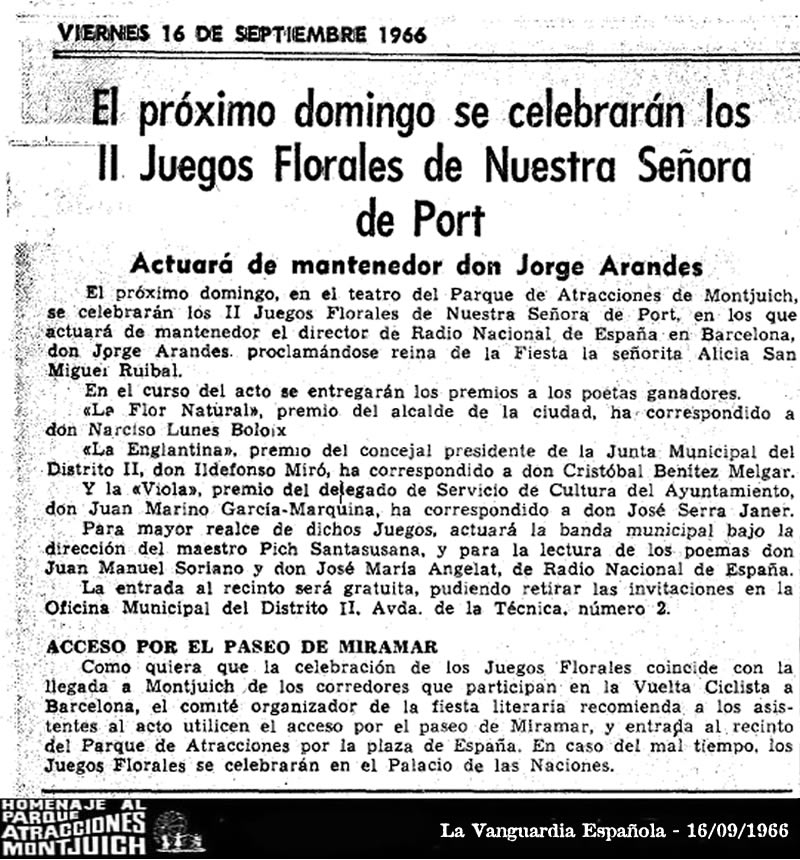 El próximo domingo se celebrarán los II Juegos Florales de Nuestra Señora de Port